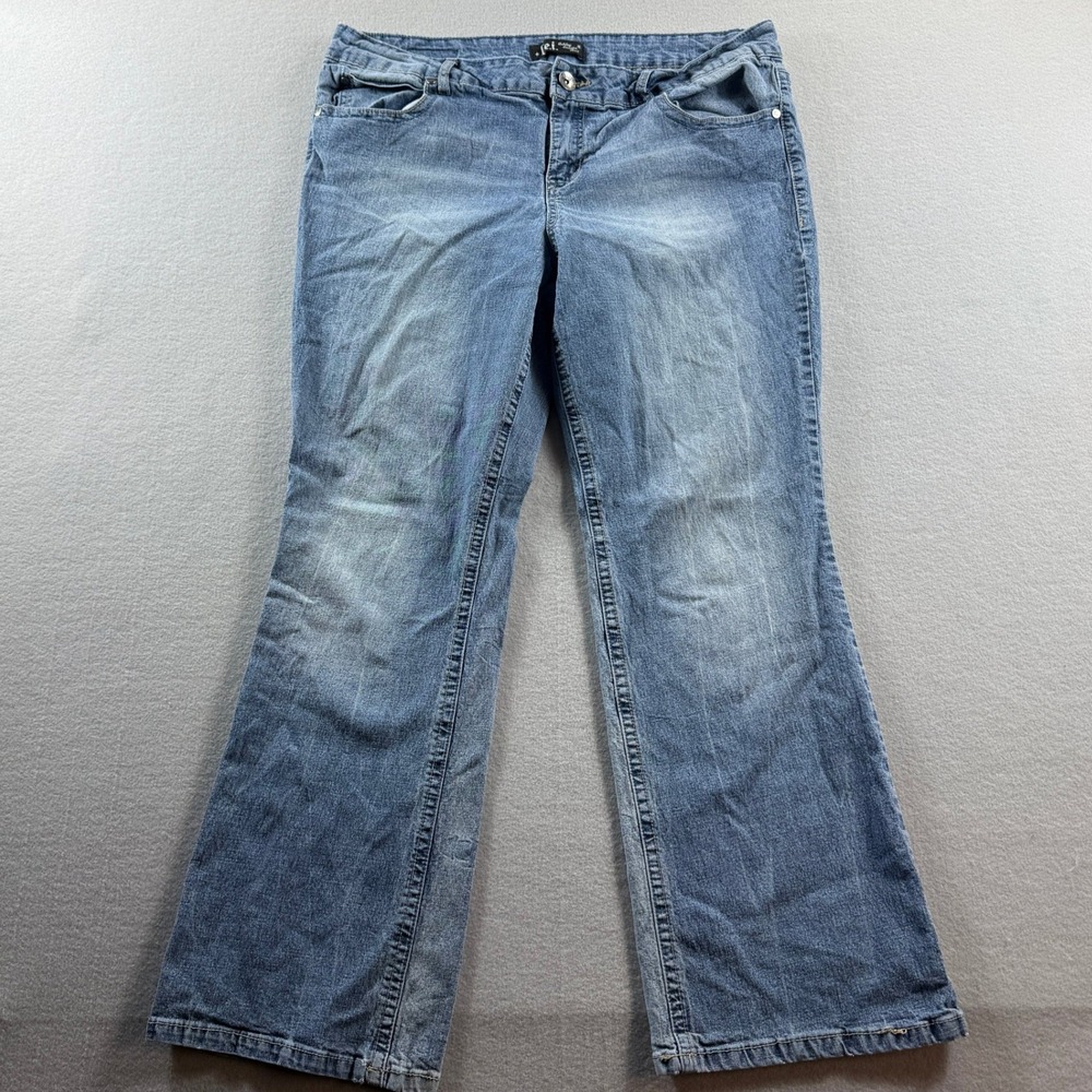 L.E.I. Ashley Lowrise Boot Jeans‎ Junior 17 Short Blue Denim 35x28